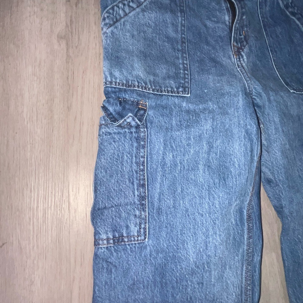 Aeropostale 90s Baggy Cargo Jeans Blue Denim High Waisted Wide Leg Womens Large - Picture 3 of 9